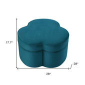 homeroots living room 28" Teal Blue Velvet Specialty Cocktail Ottoman 