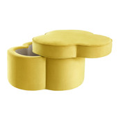 homeroots living room 28" Yellow Velvet Specialty Cocktail Ottoman 