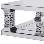 homeroots living room 40" Silver Mirrored Square Mirrored Coffee Table 