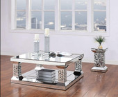 homeroots living room 40" Silver Mirrored Square Mirrored Coffee Table 