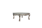 homeroots living room 54" Vintage Bone White Solid Wood Rectangular Coffee Table 