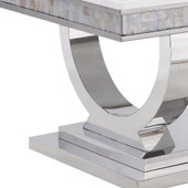 homeroots living room 51" Silver And White Artificial Marble Rectangular Mirrored Coffee Table 