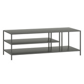 homeroots living room 48" Gray Steel Rectangular Coffee Table With Two Shelves 