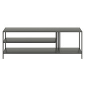 homeroots living room 48" Gray Steel Rectangular Coffee Table With Two Shelves 