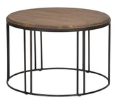 homeroots living room 28" Solid Wood Round Distressed Coffee Table 