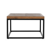homeroots living room 30" Black And Brown Solid Wood Square Distressed Coffee Table 