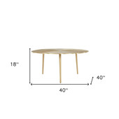 homeroots living room 40" Gold Aluminum Round Mirrored Distressed Coffee Table 