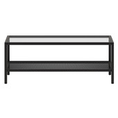 homeroots living room 45" Black Glass Rectangular Coffee Table With Shelf 