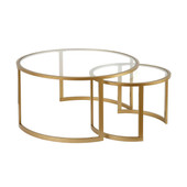 homeroots living room Set Of Two 36" Gold and Glass Round Nested Coffee Tables 