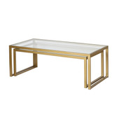 homeroots living room Set Of Two 46" Gold Glass Rectangular Nested Coffee Tables 