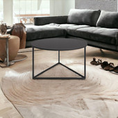 homeroots living room 33" Black Steel Round Coffee Table 