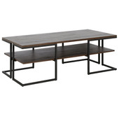 homeroots living room 45" Black and Brown Rectangular Coffee Table With Shelf 