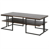 homeroots living room 45" Black and Brown Rectangular Coffee Table With Shelf 