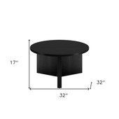 homeroots living room 32" Black Grain Round Coffee Table 