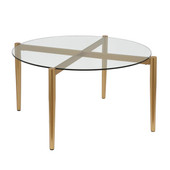 homeroots living room 36" Gold and Glass Round Coffee Table - CP-HMEROOTS-520934 