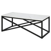 homeroots living room 46" Black and White Faux Marble Rectangular Coffee Table 