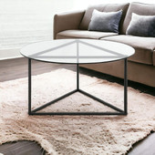 homeroots living room 35" Black and Glass Round Coffee Table 