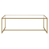 homeroots living room 47" Gold Glass Rectangular Sled Base Coffee Table 