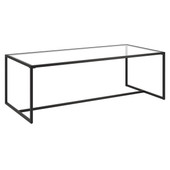 homeroots living room 47" Black and Glass Rectangular Sled Base Coffee Table 