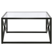 homeroots living room 32" Black Glass Square Coffee Table 