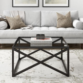 homeroots living room 32" Black Glass Square Coffee Table 
