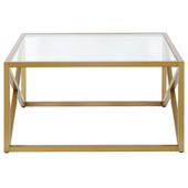 homeroots living room 32" Gold Glass Square Coffee Table 