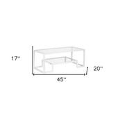 homeroots living room 45" White Glass Rectangular Coffee Table With Shelf 