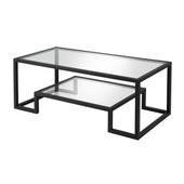 homeroots living room 45" Black Glass Rectangular Coffee Table With Shelf - CP-HMEROOTS-520964 