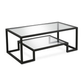 homeroots living room 45" Black Glass Rectangular Coffee Table With Shelf - CP-HMEROOTS-520964 