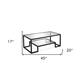 homeroots living room 45" Black Glass Rectangular Coffee Table With Shelf - CP-HMEROOTS-520964 