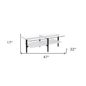 homeroots living room 47" Black Glass Rectangular Coffee Table With Shelf 