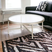 homeroots living room 36" Silver Glass Round Coffee Table 