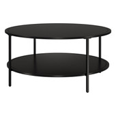 homeroots living room 36" Black Glass Round Coffee Table With Shelf - CP-HMEROOTS-520980 