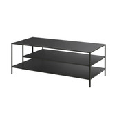 homeroots living room 46" Black Steel Rectangular Coffee Table With Two Shelves 