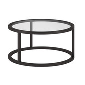 homeroots living room 35" Black Glass Round Coffee Table 