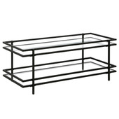 homeroots living room 45" Black Glass Rectangular Coffee Table With Shelf - CP-HMEROOTS-521000 