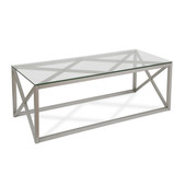 homeroots living room 46" Silver Glass Rectangular Coffee Table 