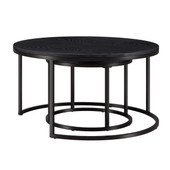 homeroots living room Set Of Two 35" Black Manufactured Wood Round Nested Coffee Tables 