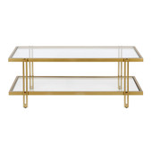 homeroots living room 45" Gold Glass Rectangular Coffee Table With Shelf - CP-HMEROOTS-521021 