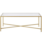 homeroots living room 48" Gold Glass Rectangular Coffee Table 