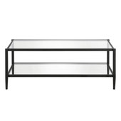 homeroots living room 45" Black Glass Rectangular Coffee Table With Shelf - CP-HMEROOTS-521037 