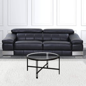 homeroots living room 32" Black Glass Round Coffee Table 