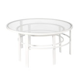 homeroots living room Set Of Two 36" White Glass Round Nested Coffee Tables 