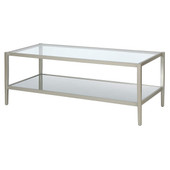 homeroots living room 45" Silver Glass Rectangular Coffee Table With Shelf - CP-HMEROOTS-521047 