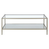 homeroots living room 45" Silver Glass Rectangular Coffee Table With Shelf - CP-HMEROOTS-521047 