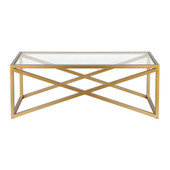 homeroots living room 46" Gold Glass Rectangular Coffee Table 