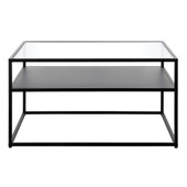 homeroots living room 32" Black Glass Square Coffee Table With Shelf - CP-HMEROOTS-521057 