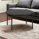 homeroots living room 32" Black Steel Round Coffee Table 