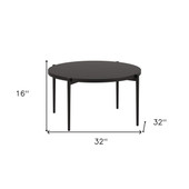 homeroots living room 32" Black Steel Round Coffee Table 