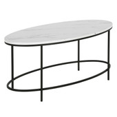homeroots living room 42" Black And White Faux Marble Oval Coffee Table 